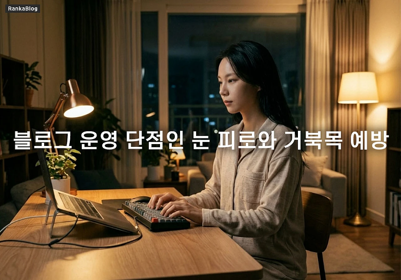 블로그 운영 단점인 눈 피로와 거북목 예방을 위한 작업 환경 루틴 관리