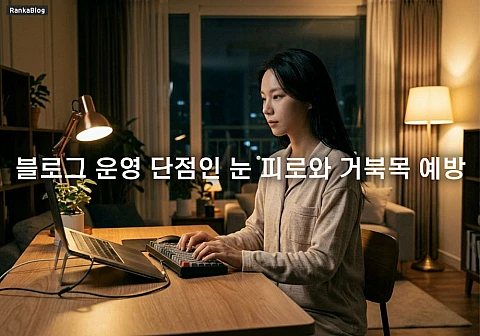 블로그 운영 단점인 눈 피로와 거북목 예방을 위한 작업 환경 루틴 관리
