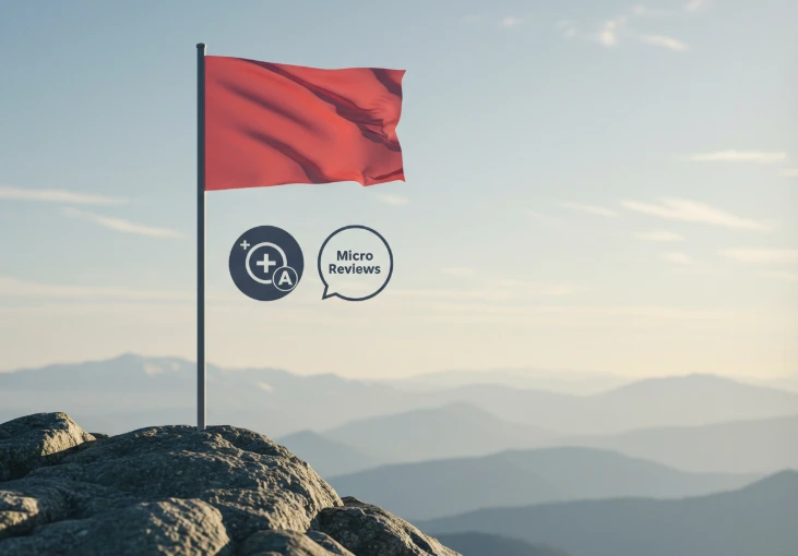 네이버 플레이스 상위 노출의 새로운 신호인 플러스 배지와 마이크로 리뷰를 상징하는 깃발