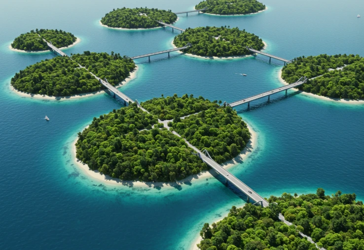 여러 섬들을 연결하는 다리