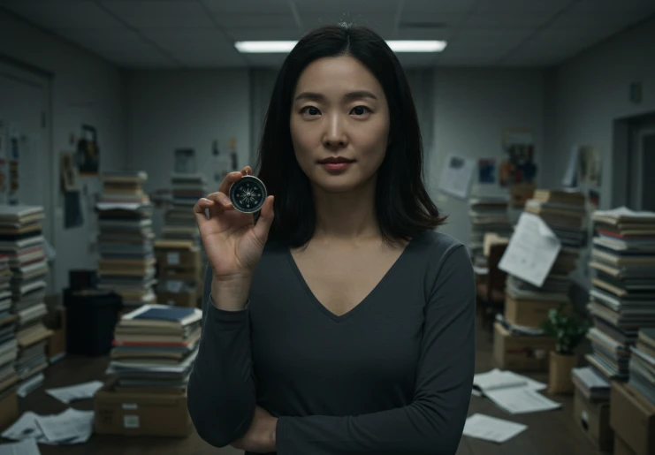 블로그 글의 방향성이 양보다 중요함을 나타내는 이미지.