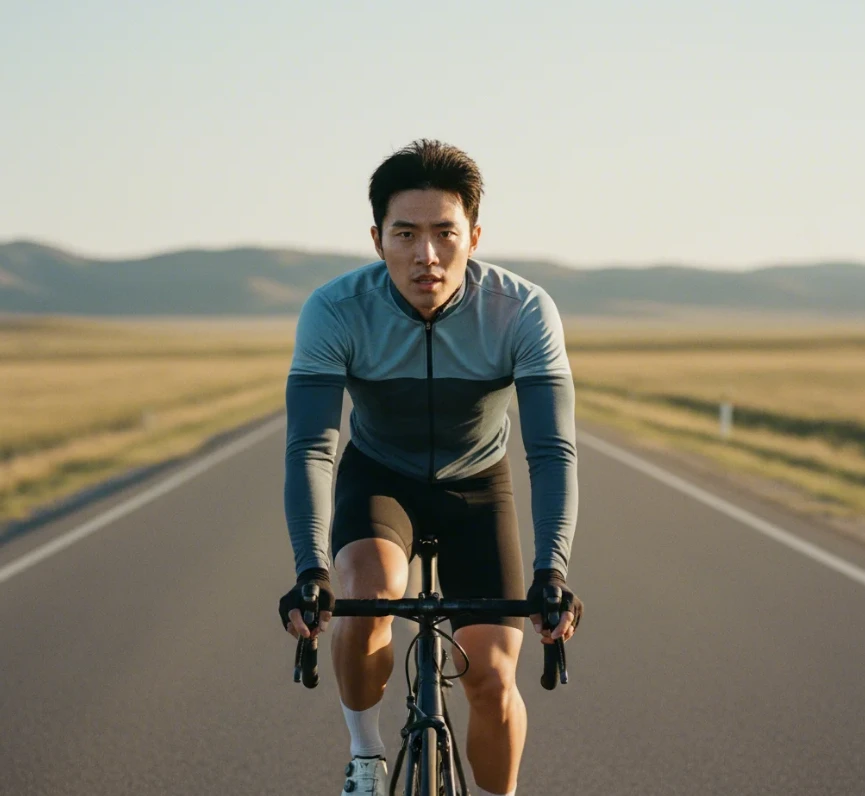 한국 남성이 꾸준히 사이클 운동을 하는 모습으로 수익화 사이클 정립을 상징하는 이미지