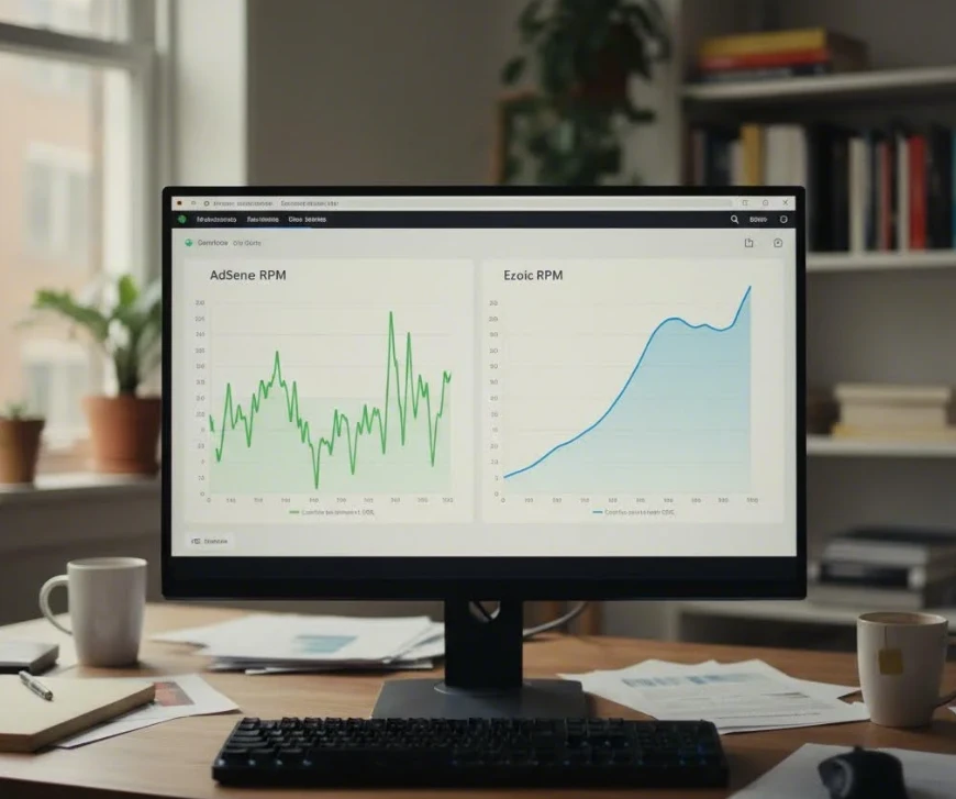 Ezoic과 애드센스의 RPM 그래프 비교